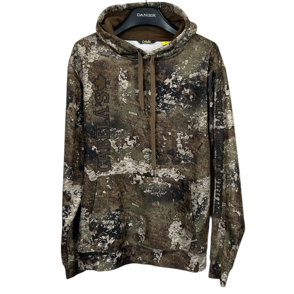 Cabela’s Outfitter Camo Hoodie Men’s M Pullover Logo Sweatshirt‎ Hunting Gear